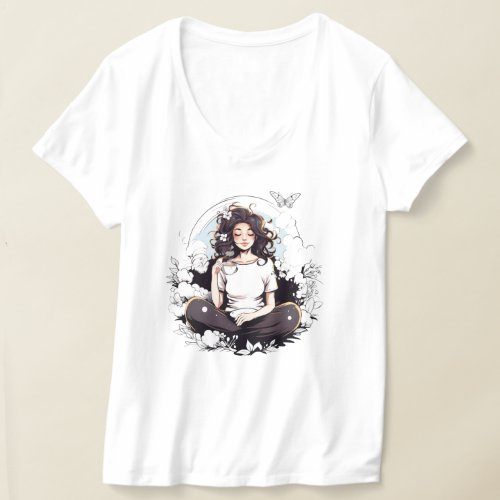 girl and butterfly  flowers T_Shirt