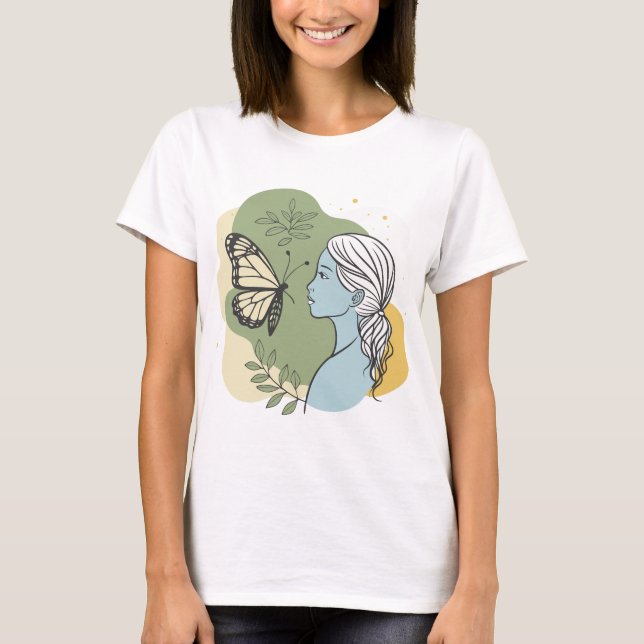 Girl and butterfly. Gentle and romantic T-Shirt (Front)