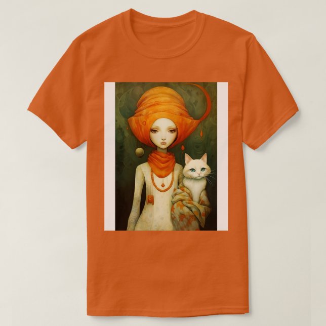 Girl and Cat 6 T-Shirt (Design Front)