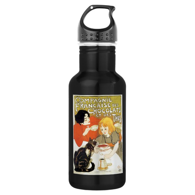Girl and Cat, Alexandre Steinlen Stainless Steel Water Bottle (Front)
