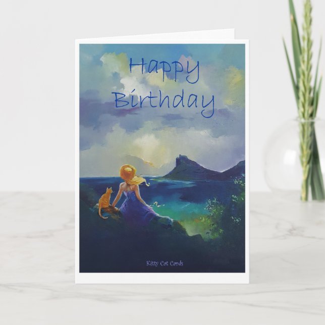 Girl and Cat Birthday card Design (Front)