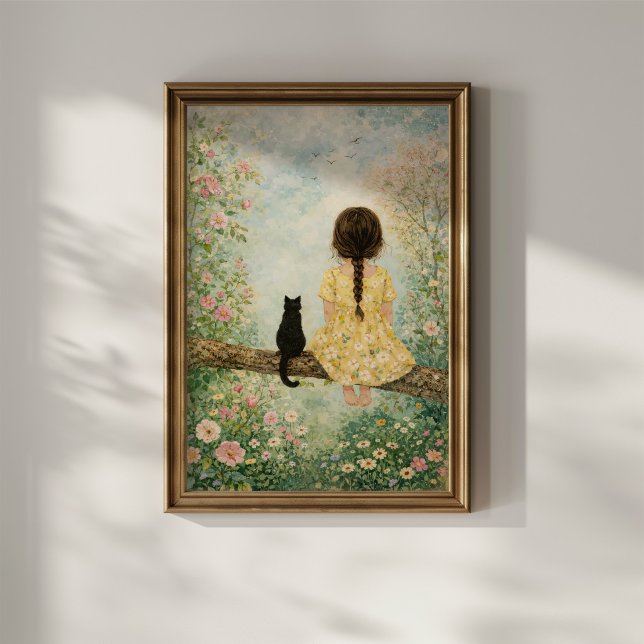 Girl and Cat in Spring Garden Poster (Creator Uploaded)
