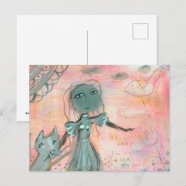 Girl and Cat Postcard (Front/Back)