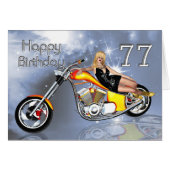 Girl and chopper 77 Birthday card (Front Horizontal)