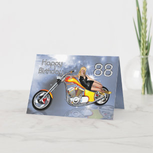 Girl and chopper 88 Birthday card