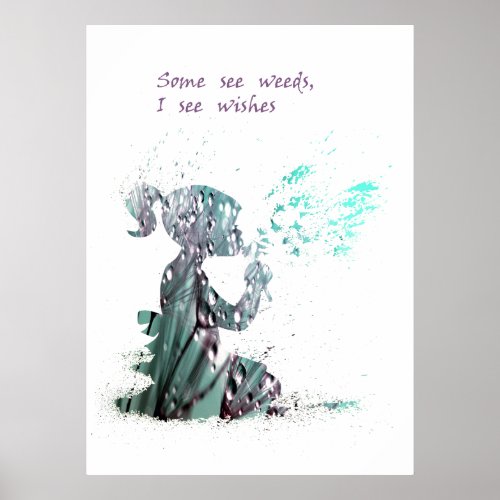 Girl and Dandelion  watercolour decor