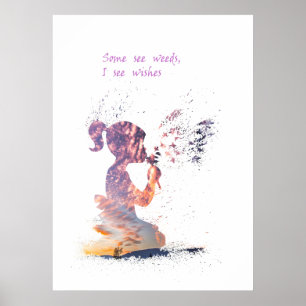 Girl and Dandelion  watercolour decor