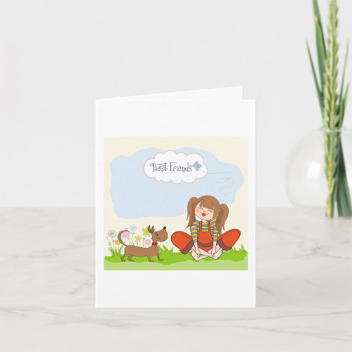 Girl And Dog Best Friends Card