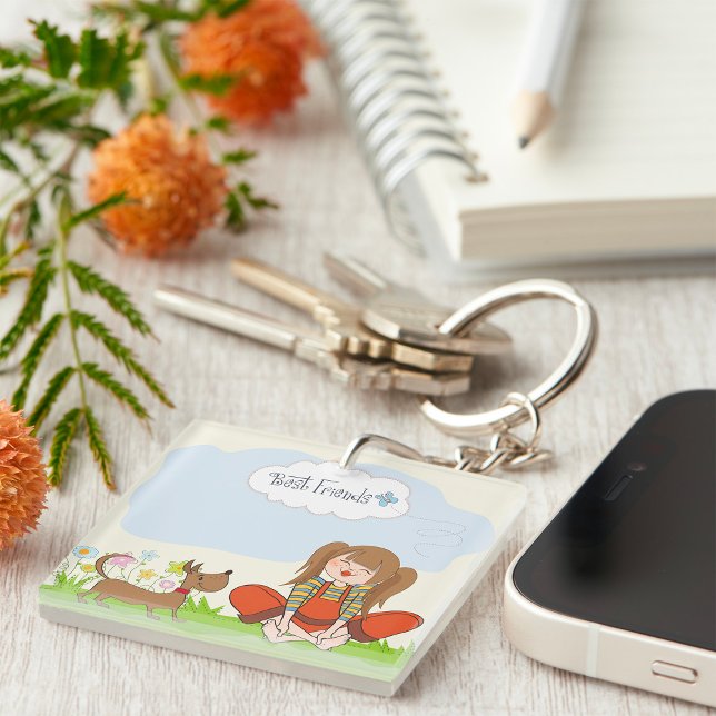Girl And Dog Best Friends Keychain (Creator Uploaded)