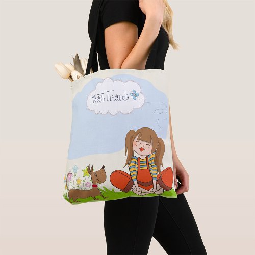 Girl And Dog Best Friends Tote Bag