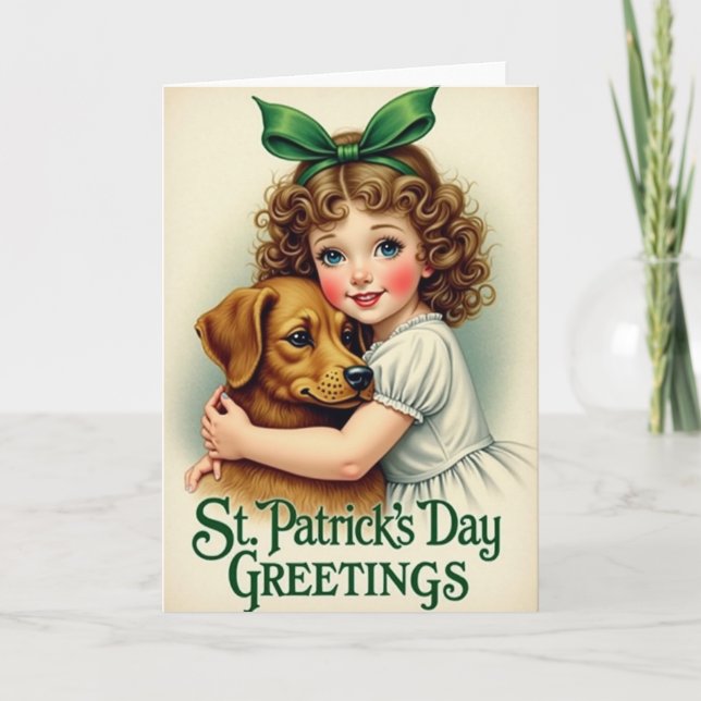 Girl And Dog Greetings Card (Front)