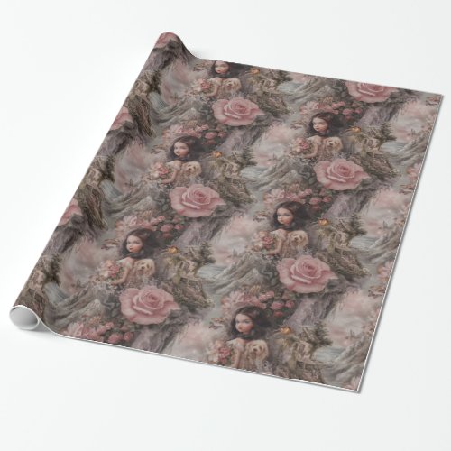 Girl and Dog Wrapping Paper