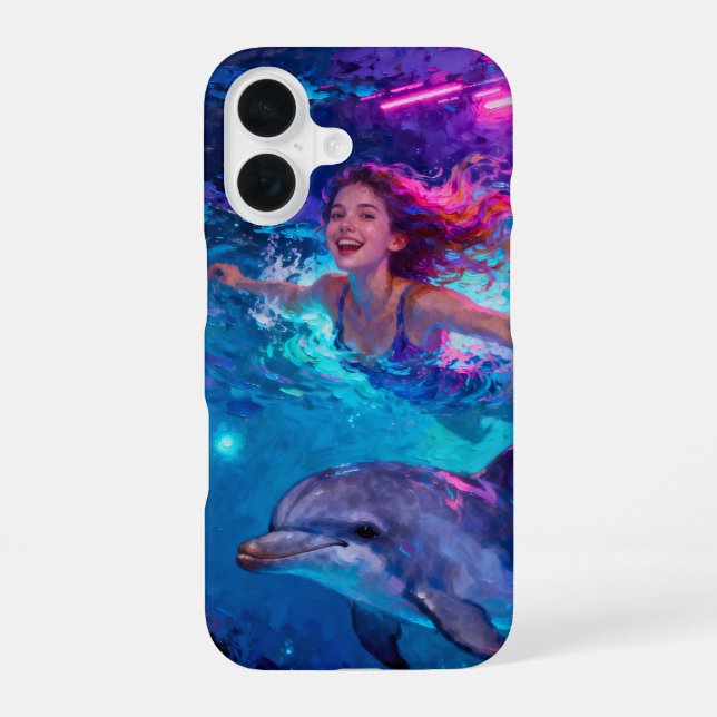 Girl and Dolphin iPhone Case (Back)