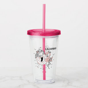 Girl and Flamingo Acrylic Tumbler