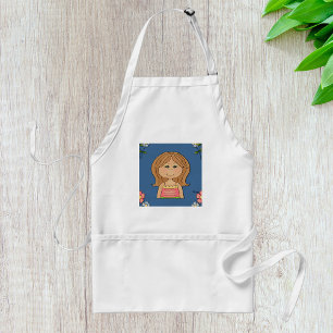 Girl And Flowers Adult Apron