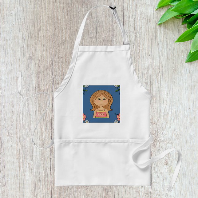 Girl And Flowers Adult Apron (Creator Uploaded)
