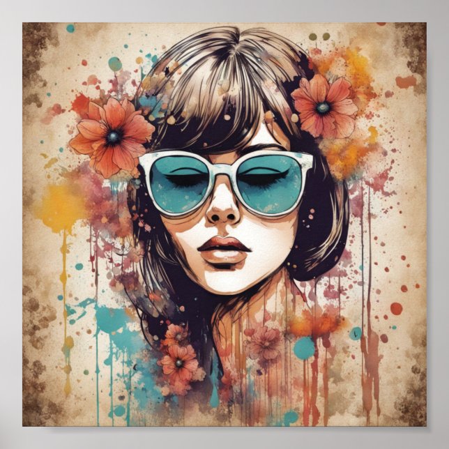 Girl and flowers poster (Front)