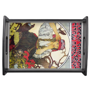 Girl and Geranium, Mucha Serving Tray