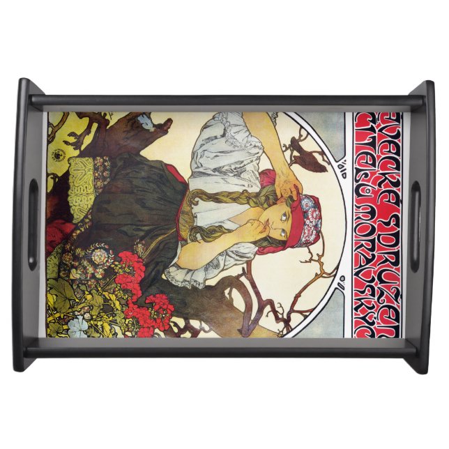 Girl and Geranium, Mucha Serving Tray (Front)