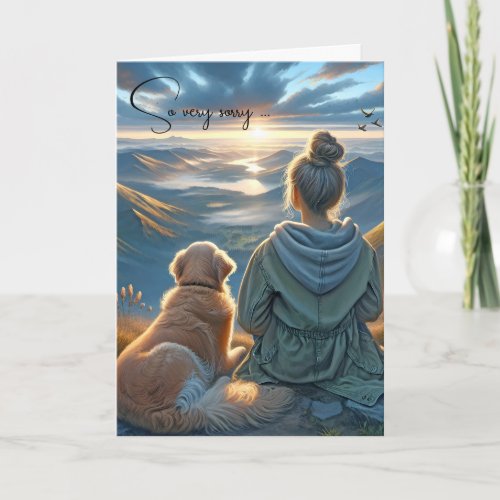 Girl and Golden Retriever Pet Loss Sympathy Card