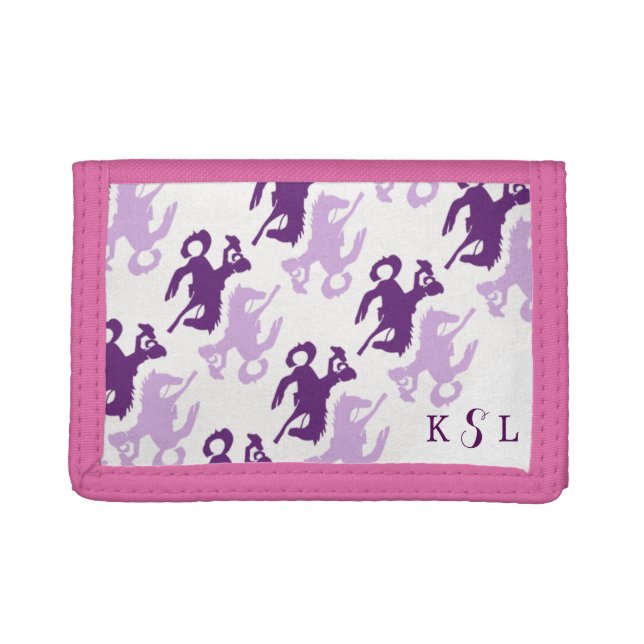 Girl and her Bucking bronco monogram Trifold Wallet (Front)