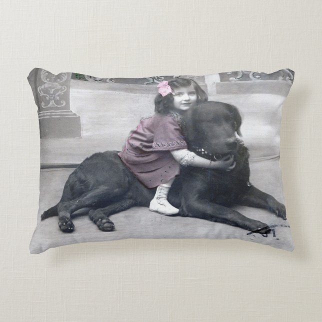 Girl and her Dog Accent Pillow (Front)