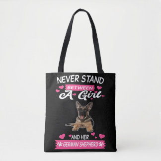 Girl And Her German Shepherd Tote Bag