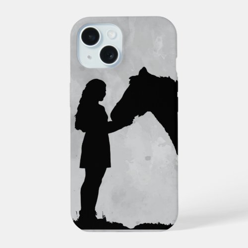 Girl and her Horse Motivational Silhouette iPhone 15 Case