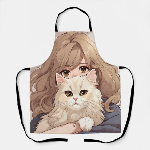 Girl and Her Kitty Cat Apron