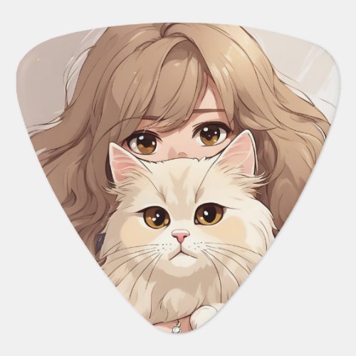 Girl and Her Kitty Cat Guitar Pick