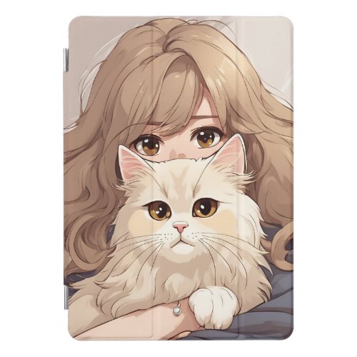 Girl and Her Kitty Cat iPad Pro Cover