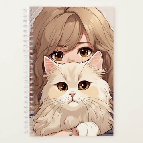 Girl and Her Kitty Cat Notebook