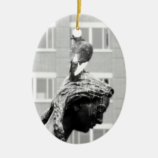 Girl And Her Pigeon Ceramic Ornament (Front)