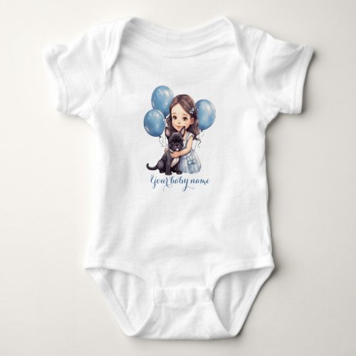 Girl and her puppy Personalize Baby Bodysuit