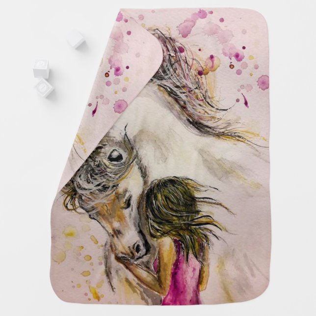 Girl and Horse Baby Blanket (In Situ)