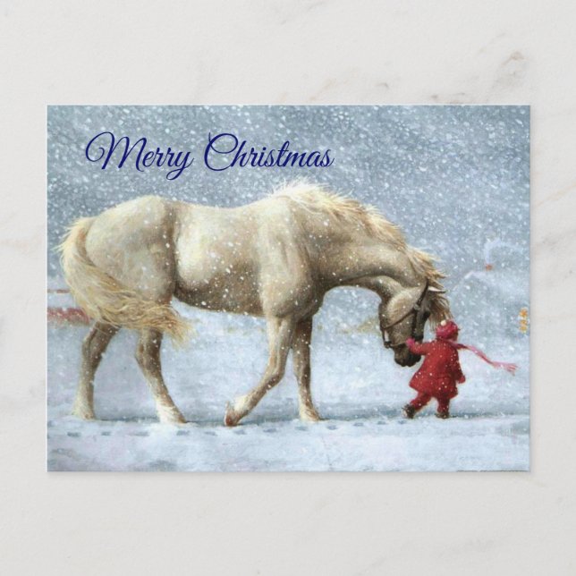 Girl and Horse Christmas Postcard (Front)