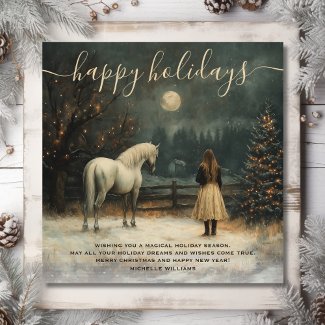 Girl and Horse | Full Moon Winter Christmas