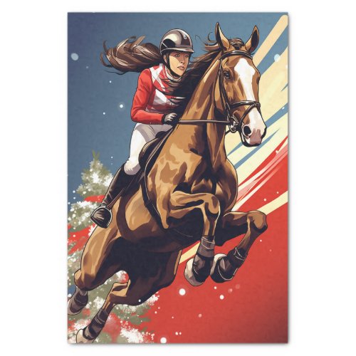 Girl and Horse Jumping Merry Christmas Tissue Paper