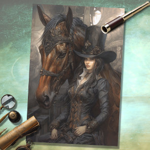 Girl and Horse Steampunk 1 Decoupage Paper