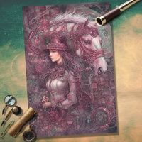 Girl and Horse Steampunk 8 Decoupage Paper