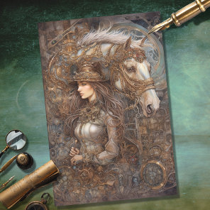 Girl and Horse Steampunk 9 Decoupage Paper