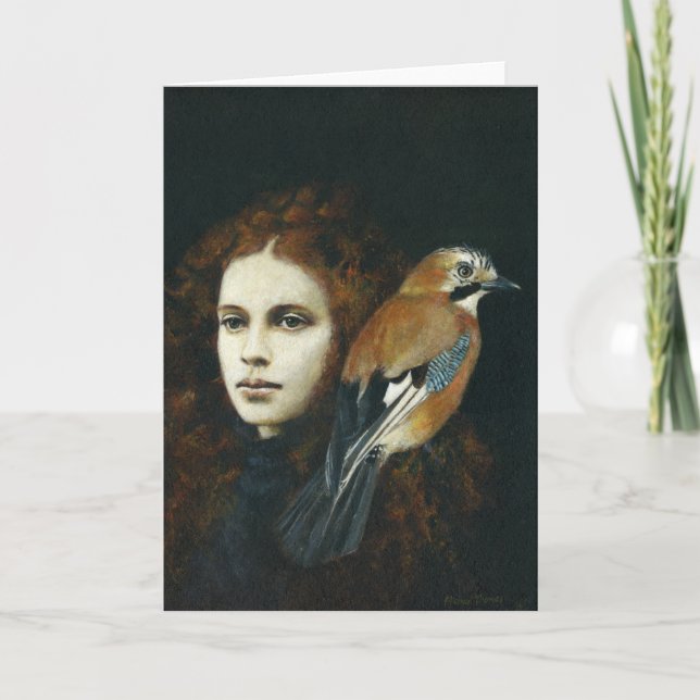 Girl And Jay Greetings Card (Front)