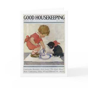 Girl and Kitten, Jessie Willcox Smith Card
