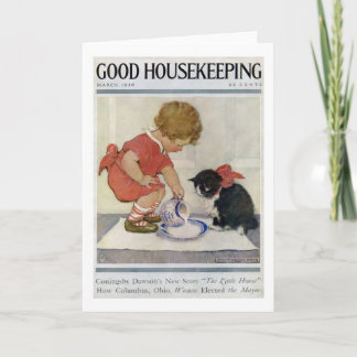 Girl and Kitten, Jessie Willcox Smith Card