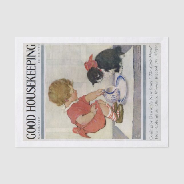 Girl and Kitten, Jessie Willcox Smith Tissue Paper (Front)