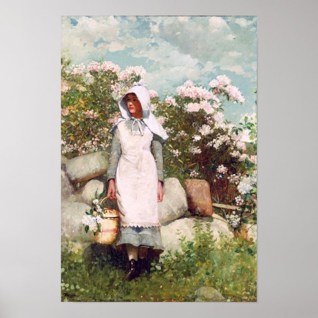 Girl and Laurel, 1879 by Winslow Homer Poster (Front)