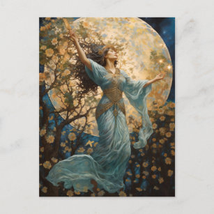 Girl And Moon Fantasy Art Postcard