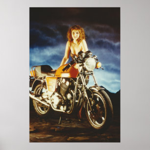 Girl And Motorcycle Poster
