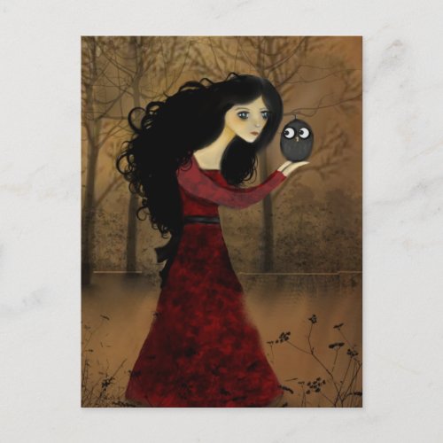 Girl and Owl Postcard