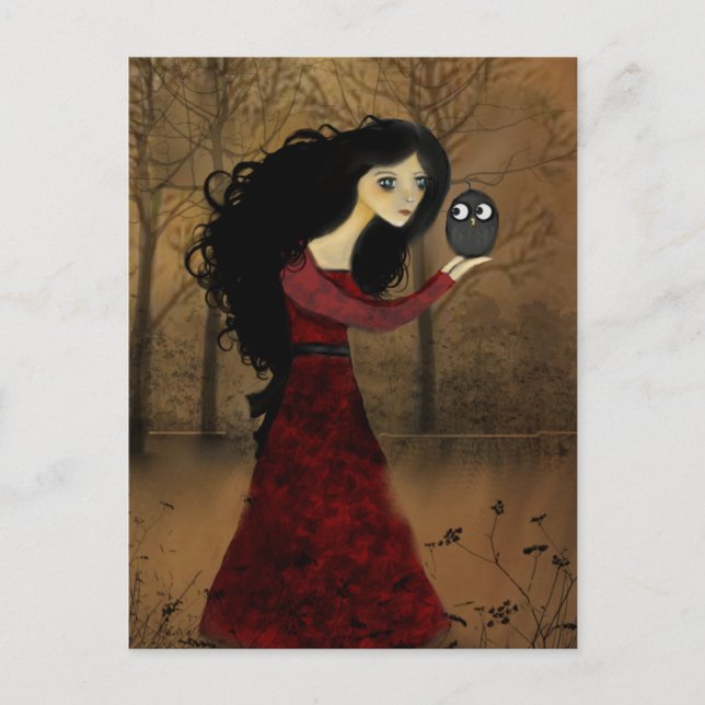 Girl and Owl Postcard (Front)
